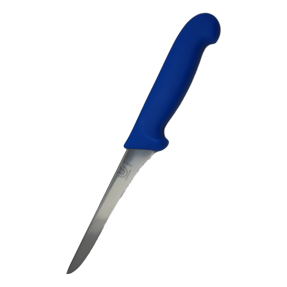 Messer, groß & glatt mit blauem Griff